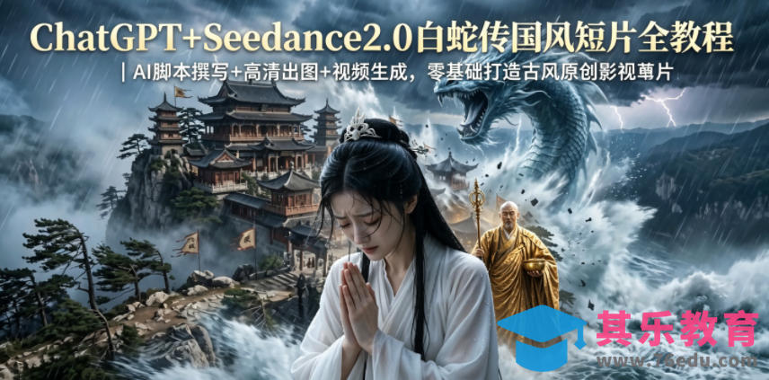 ChatGPT+Seedance2.0白蛇传国风短片全教程|AI脚本撰写+高清出图+视频生成,零基础打造古风原创影视短片-第1张图片-我要自学网 ChatGPT+Seedance2.0白蛇传国风短片全教程|AI脚本撰写+高清出图+视频生成,零基础打造古风原创影视短片-第1张图片-我要自学网