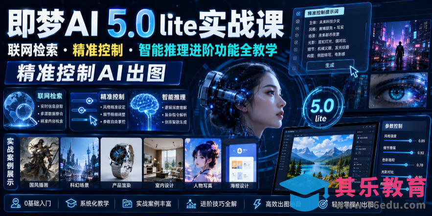 即梦AI 5.0 lite实战课,联网检索・精准控制・智能推理进阶功能全教学,精准控制AI出图-第1张图片-我要自学网 即梦AI 5.0 lite实战课,联网检索・精准控制・智能推理进阶功能全教学,精准控制AI出图-第1张图片-我要自学网