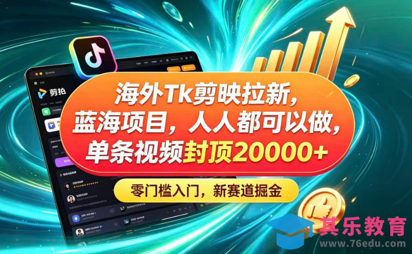 海外TK剪映拉新蓝海赛道!零门槛普通人可上手,单条视频收益上限2W+-第1张图片-我要自学网 海外TK剪映拉新蓝海赛道!零门槛普通人可上手,单条视频收益上限2W+-第1张图片-我要自学网