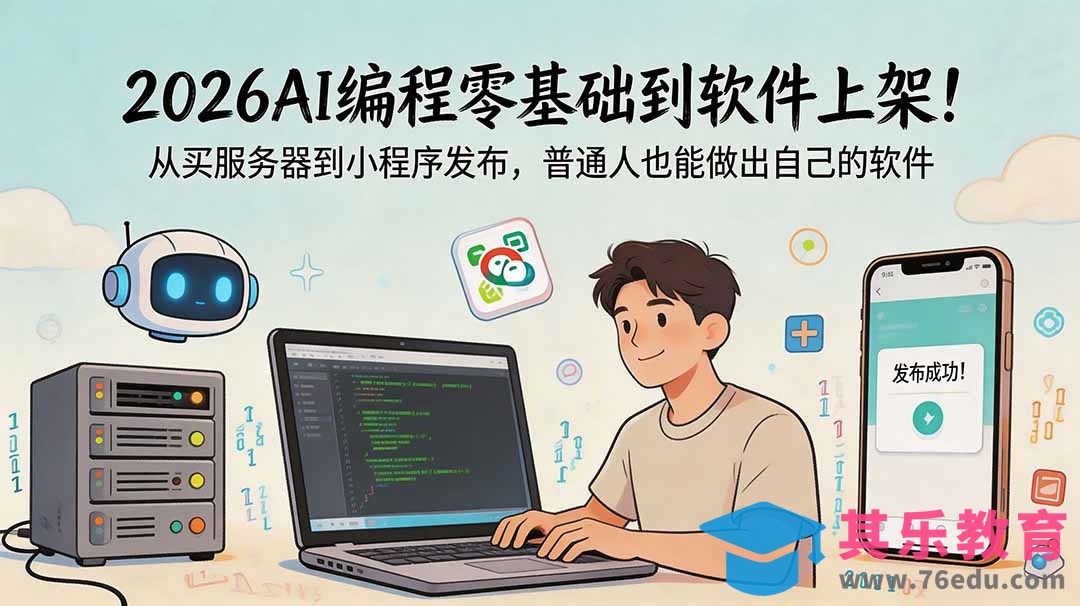 2026AI编程零基础到软件上架!从买服务器到小程序发布,普通人也能做出自己的软件-第1张图片-我要自学网 2026AI编程零基础到软件上架!从买服务器到小程序发布,普通人也能做出自己的软件-第1张图片-我要自学网