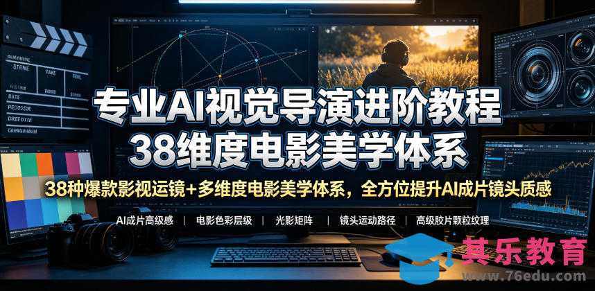 专业AI视觉导演进阶教程，38种爆款影视运镜+多维度电影美学体系，全方位提升AI成片高级感与镜头质感-第1张图片-我要自学网