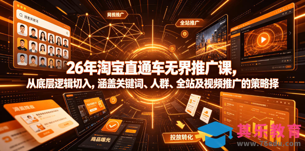 26年淘宝直通车无界推广课，从底层逻辑切入，涵盖关键词、人群、全站及视频推广的策略选择-第1张图片-我要自学网