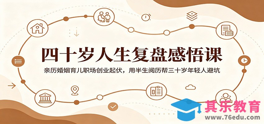 四十岁人生复盘感悟课：亲历婚姻育儿职场创业起伏，用半生阅历帮三十岁年轻人避坑-第1张图片-我要自学网
