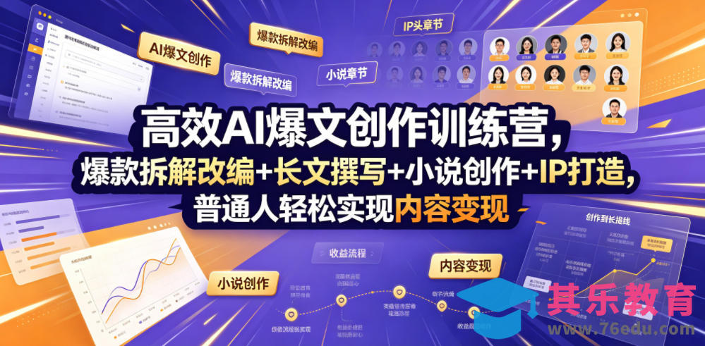 高效AI爆文创作训练营，爆款拆解改编+长文撰写+小说创作+IP打造，普通人轻松实现内容变现-第1张图片-我要自学网