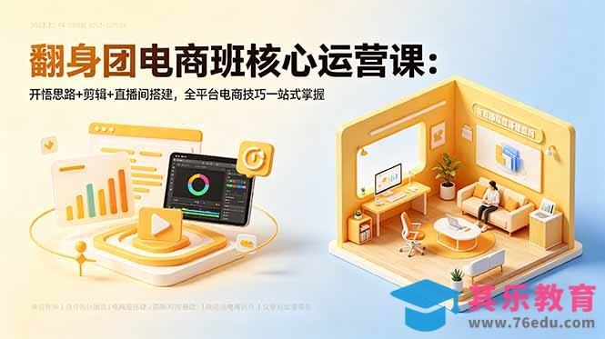 翻身团电商班核心运营课：开悟思路+剪辑+直播间搭建，全平台电商技巧一站式掌握-第1张图片-我要自学网