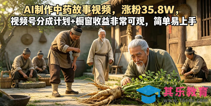 AI制作中药故事视频，涨粉35.8W，视频号分成计划+橱窗收益非常可观，简单易上手-第1张图片-我要自学网