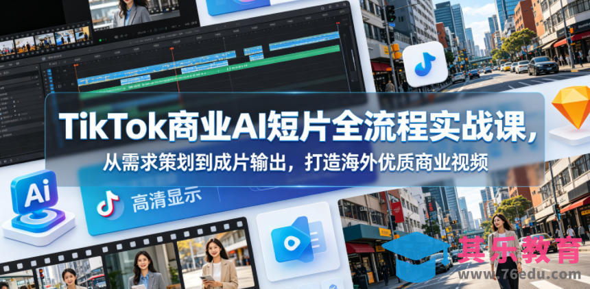 TikTok商业AI短片全流程实战课，从需求策划到成片输出，打造海外优质商业视频-第1张图片-我要自学网