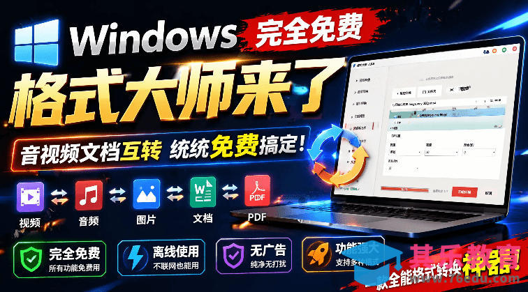 Windows完全免费格式大师来了，音视频文档互转统统免费搞定！免费无广，离线使用格式大师-第1张图片-我要自学网