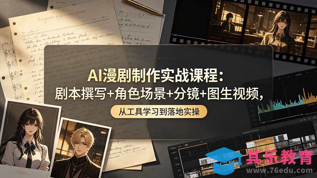 AI漫剧制作实战课程:剧本撰写+角色场景+分镜+图生视频,从工具学习到落地实操-第1张图片-我要自学网 AI漫剧制作实战课程:剧本撰写+角色场景+分镜+图生视频,从工具学习到落地实操-第1张图片-我要自学网
