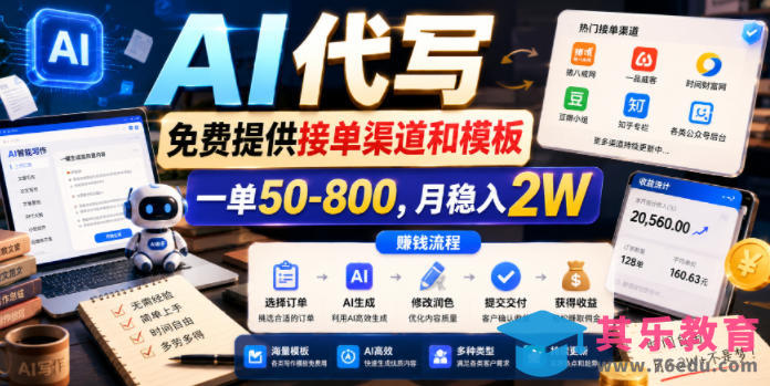 AI代写，免费提供接单渠道和模板，一单50-800，月稳入2W【揭秘】-第1张图片-我要自学网