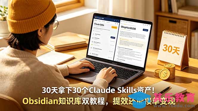 30天拿下30个Claude Skills资产！Obsidian知识库双教程，提效还能接单变现-第1张图片-我要自学网