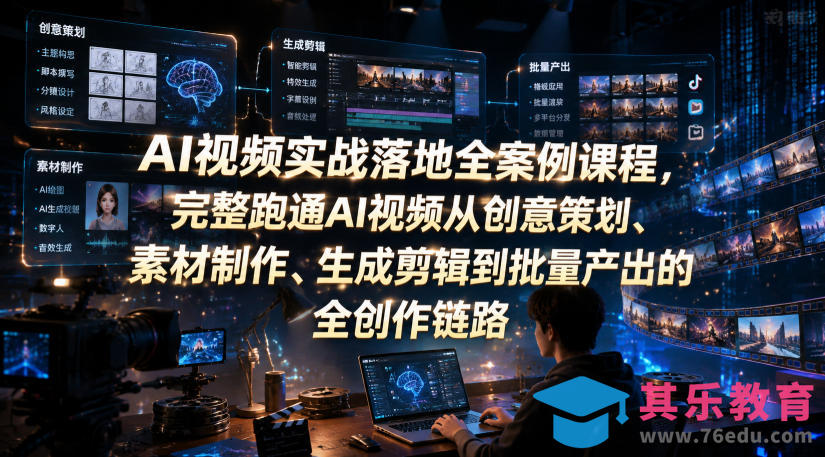 AI视频实战落地全案例课程,完整跑通AI视频从创意策划、素材制作、生成剪辑到批量产出的全创作链路-第1张图片-我要自学网 AI视频实战落地全案例课程,完整跑通AI视频从创意策划、素材制作、生成剪辑到批量产出的全创作链路-第1张图片-我要自学网
