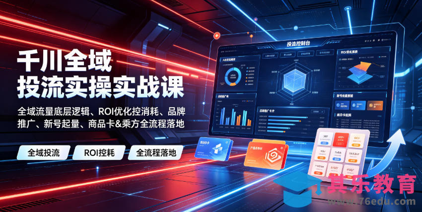 千川全域投流实操实战课｜全域流量底层逻辑、ROI优化控消耗、品牌推广、新号起量、商品卡&乘方全流程落地-第1张图片-我要自学网