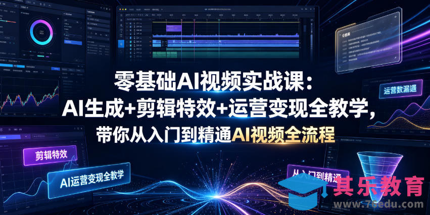 零基础AI视频实战课：AI生成+剪辑特效+运营变现全教学，带你从入门到精通AI视频全流程-第1张图片-我要自学网