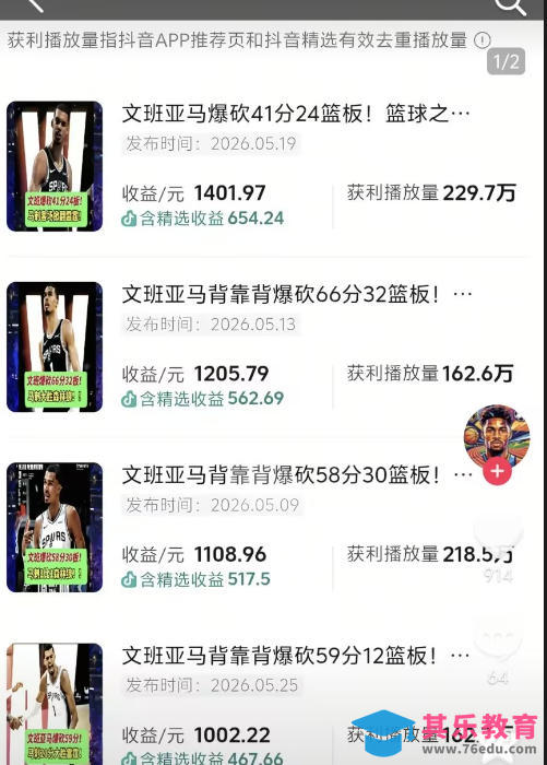 抖音8W粉丝博主的篮球人物深度解析解说教学，零门槛玩转伙伴计划与精选独家，单日稳定收益1k+-第2张图片-我要自学网