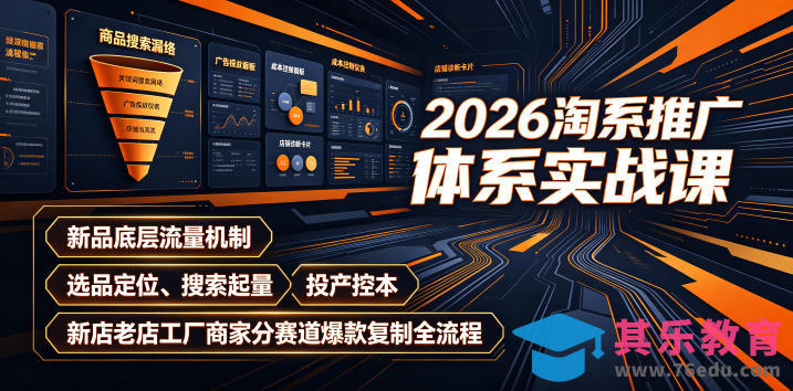2026淘系推广体系实战课｜新品底层流量机制、选品定位、搜索起量、投产控本、新店老店工厂商家分赛道爆款复制全流程-第1张图片-我要自学网