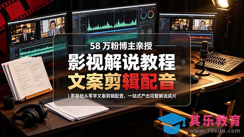 58 万粉博主荧幕春秋亲授影视解说教程｜零基础从零学文案剪辑配音，一站式产出完整解说成片-第1张图片-我要自学网