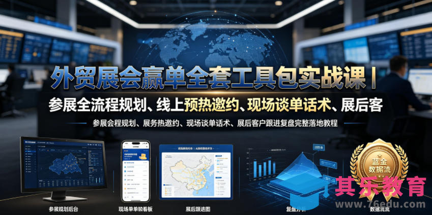 外贸展会赢单全套工具包实战课｜参展全流程规划、线上预热邀约、现场谈单话术、展后客户跟进复盘完整落地教程-第1张图片-我要自学网