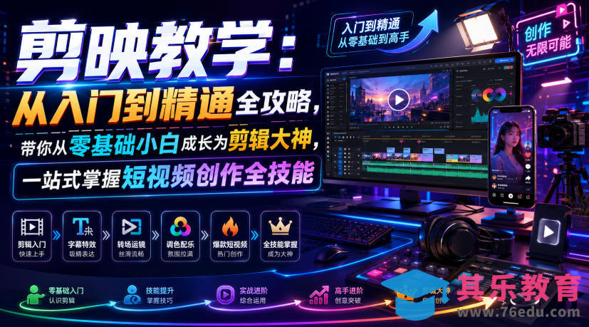 剪映教学:从入门到精通全攻略,带你从零基础小白成长为剪辑大神,一站式掌握短视频创作全技能-第1张图片-我要自学网 剪映教学:从入门到精通全攻略,带你从零基础小白成长为剪辑大神,一站式掌握短视频创作全技能-第1张图片-我要自学网