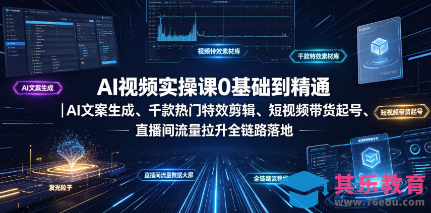 AI视频实操课0基础到精通｜AI文案生成、千款热门特效剪辑、短视频带货起号、直播间流量拉升全链路落地-第1张图片-我要自学网