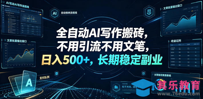 全自动AI写作搬砖，不用引流不用文笔，日入500+，长期稳定副业【揭秘】-第1张图片-我要自学网