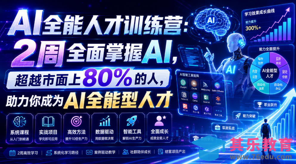 AI全能人才训练营:2周全面掌握AI,超越市面上80%的人,助力你成为AI全能型人才-第1张图片-我要自学网 AI全能人才训练营:2周全面掌握AI,超越市面上80%的人,助力你成为AI全能型人才-第1张图片-我要自学网
