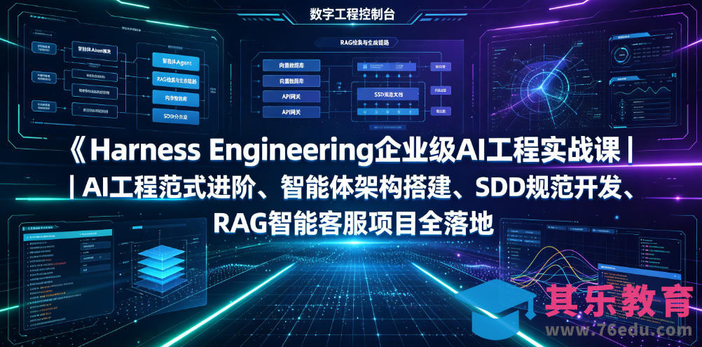 Harness Engineering企业级AI工程实战课|AI工程范式进阶、智能体架构搭建、SDD规范开发、RAG智能客服项目全落地-第1张图片-我要自学网 Harness Engineering企业级AI工程实战课|AI工程范式进阶、智能体架构搭建、SDD规范开发、RAG智能客服项目全落地-第1张图片-我要自学网