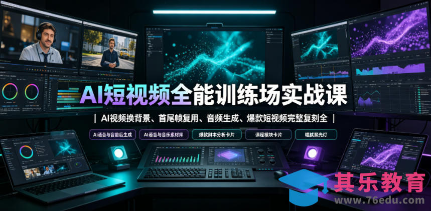 AI短视频全能训练场实战课｜AI视频换背景、首尾帧复用、音频生成、爆款短视频完整复刻全套实操教学-第1张图片-我要自学网