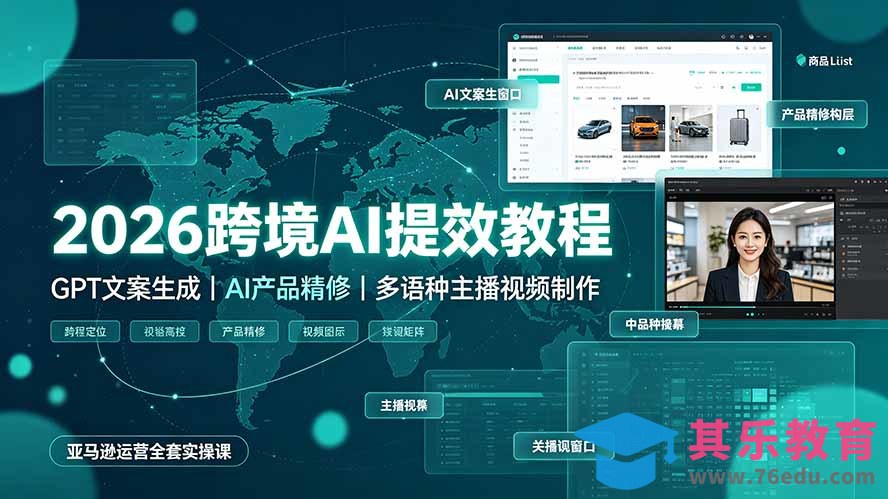 2026跨境AI提效教程·GPT文案生成|AI产品精修|多语种主播视频制作,亚马逊运营全套实操课-第1张图片-我要自学网 2026跨境AI提效教程·GPT文案生成|AI产品精修|多语种主播视频制作,亚马逊运营全套实操课-第1张图片-我要自学网