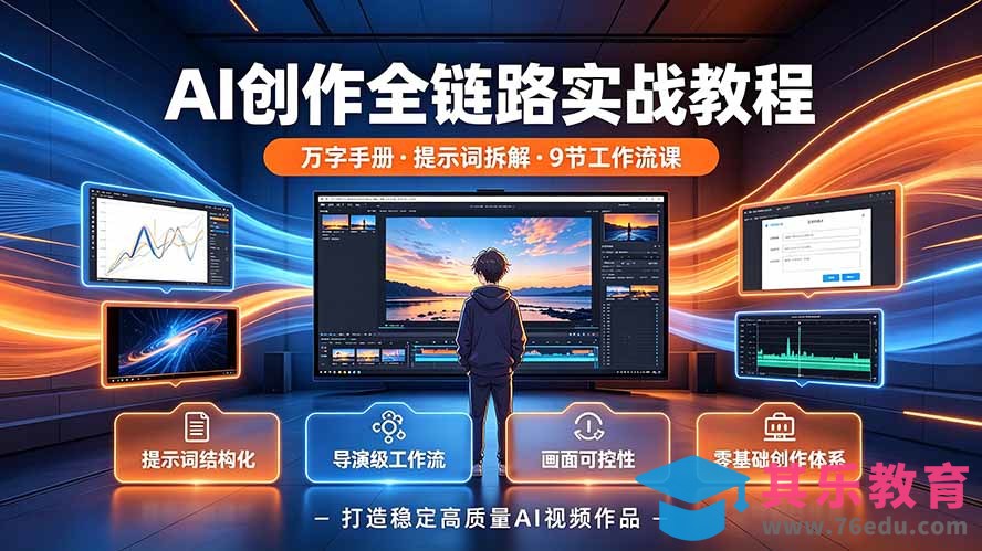 AI创作全链路实战教程|万字手册·提示词拆解·9节工作流课,打造稳定高质量AI视频作品-第1张图片-我要自学网 AI创作全链路实战教程|万字手册·提示词拆解·9节工作流课,打造稳定高质量AI视频作品-第1张图片-我要自学网