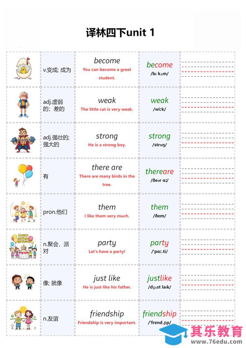 图片[1]-四年级下英语Unit1自然拼读专项《译林版》-985文库